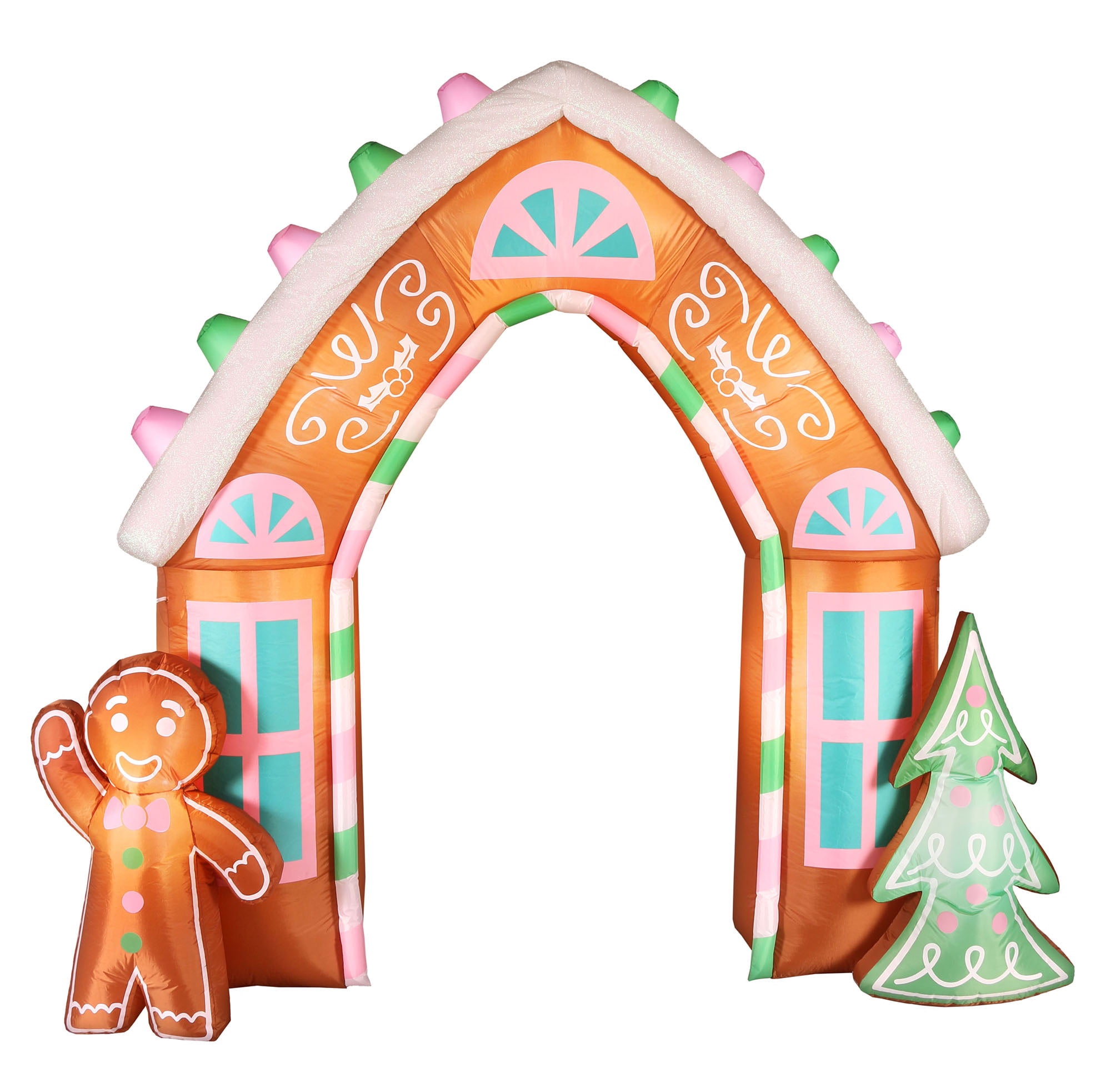 Holiday Time Christmas Decor Lighted Gingerbread Archway 9.5 ft Holiday Decoration