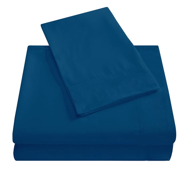 Ensemble de Draps Doux Couvre-Lit Poche Profonde Literie de Haute Qualité Bleu Format Grand 4 Pcs