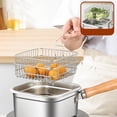 thumbnail image 2 of Stainless Steel Fryer Portable Deep Fryer Pot Outdoor and Indoor Cooking, Multifunctional Square Fryer with Frying Basket, Heat Resistant Wooden Handle, Compatible with Gas and Induction Cooktops, 2 of 5