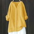 thumbnail image 2 of Penkiiy Womens Pullover Sweatshirt Plus Size,3/4 Sleeve Shirts V Neck Collared Button Down Shirt Tops with Pockets M Yellow, 2 of 4