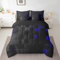 thumbnail image 2 of YST 7 Piece Geometry Bed in a Bag, King Size, 100% Polyester, Blue Purple Square Pattern, 2 of 5