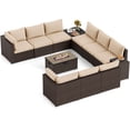 thumbnail image 2 of Costway Ensemble de Canapé Sectionnel en Osier pour Patio 12 Pcs avec Table de Foyer au Propane de 32 Pouces Support de Réservoir Brun, 2 of 7