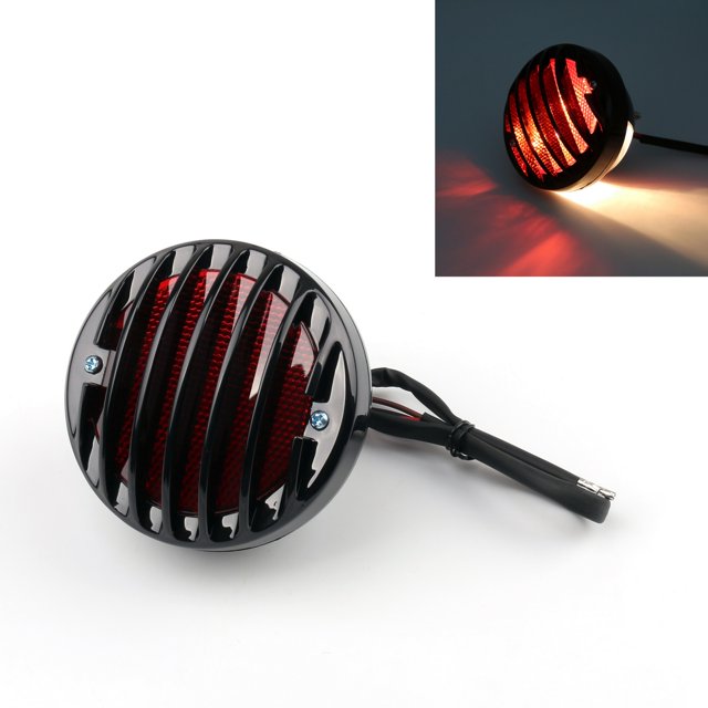 Feu de Frein Arrière Rond pour Moto pour Bobber Chopper Rat Personnalisé Noir