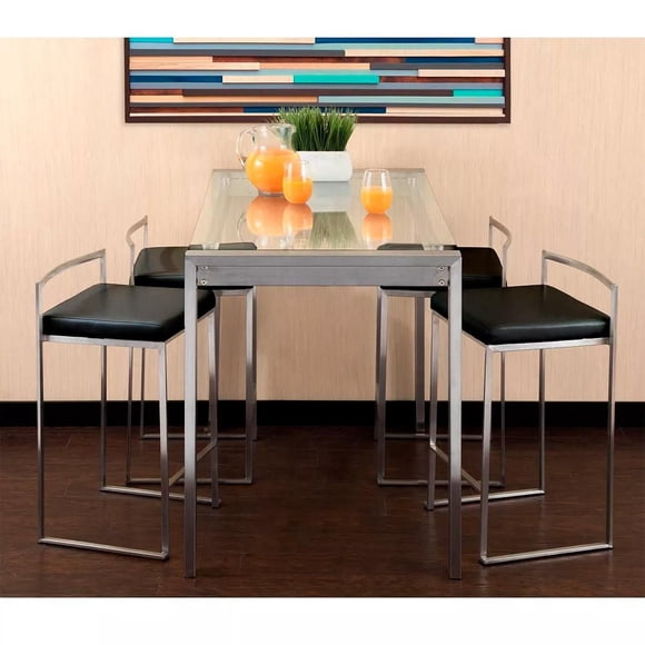 Tabouret Heavenly Collection en PU avec cadre en acier inoxydable, lot de 6
