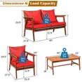thumbnail image 4 of Costway 8PCS Patio Rattan Furniture Set Acacia Wood Frame Cushioned Sofa Chair Red, 4 of 10