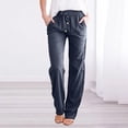thumbnail image 5 of Birdeem Pantalon Grand Décontracté en Coton Lin Pur à Cordon pour Femmes, 5 of 5