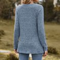 thumbnail image 3 of PEZHADA Chandails pour Femmes en Liquidation, Chandails à Enfiler pour Femmes Col Rond à Rayures Mat Chandail Uni T-shirt à Manches Longues Chandails Haut Bleu, 3 of 3