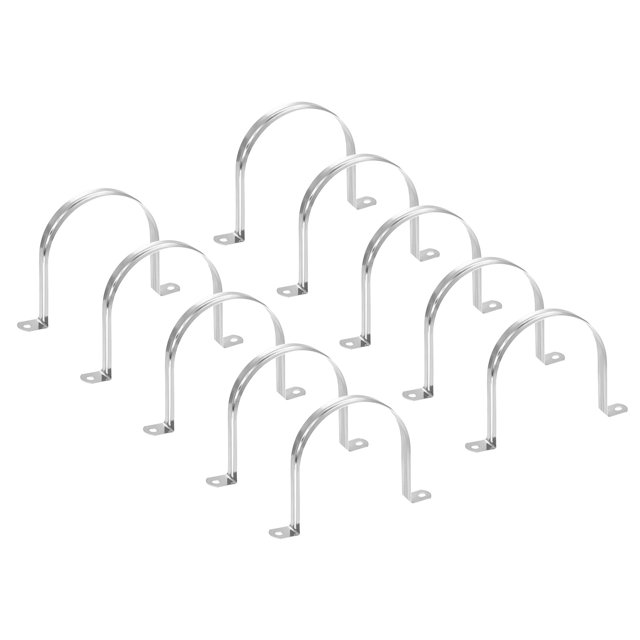 Unique Bargains 100mm Rigid Pipe Strap Clamp, 20 Pcs 304 Stainless Steel Two Hole U-shape Tube Clip