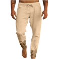 thumbnail image 2 of Lolmot Pants for Men, Mens Solid Color Drawstring Fashionable Casual Pants Full Length Pants, 2 of 6