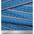 thumbnail image 3 of Soimoi Blue polyester Crepe Fabric Aztec Geometric Printed Fabric 1 Yard 52 Inch Wide, 3 of 3