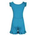 thumbnail image 4 of Girls Swimsuit with Chest Pad Ruffle Trim One Piece Bathing Suit Solid Swimsuits Ruched Sleeveless Swimwear for 7-16 Years, 4 of 7