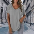 thumbnail image 2 of Yubnlvae T-Shirt Décontracté à Poche à Manches Courtes pour Femmes, T-Shirt Décontracté à la Mode pour Femmes Uni avec Poche, Liquidation! Uni, Col Rond, Gris, TTG, 2 of 4