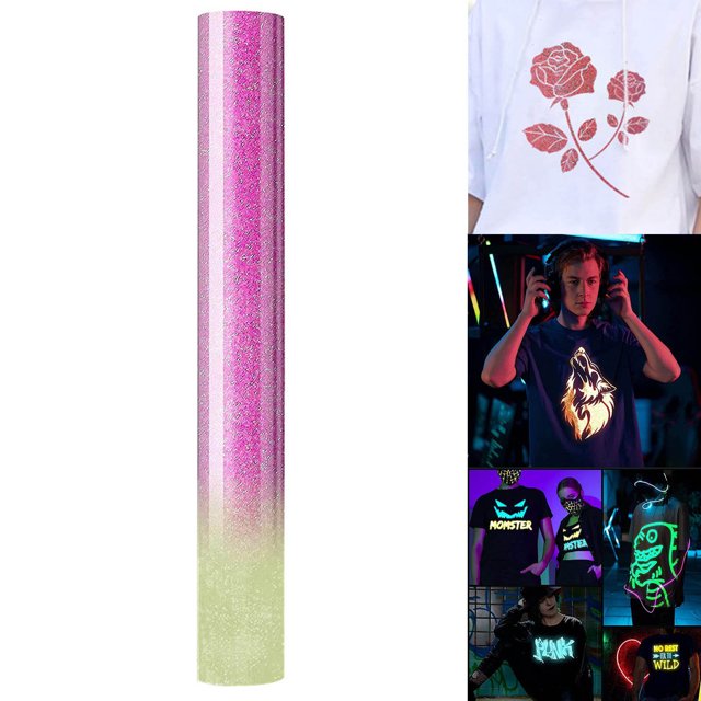 weibbin Glitter Luminous Lettering Film Heat Transfer Vinyl Iron On DIY Color Clothing Iron Film Paper Heat Transfer Film