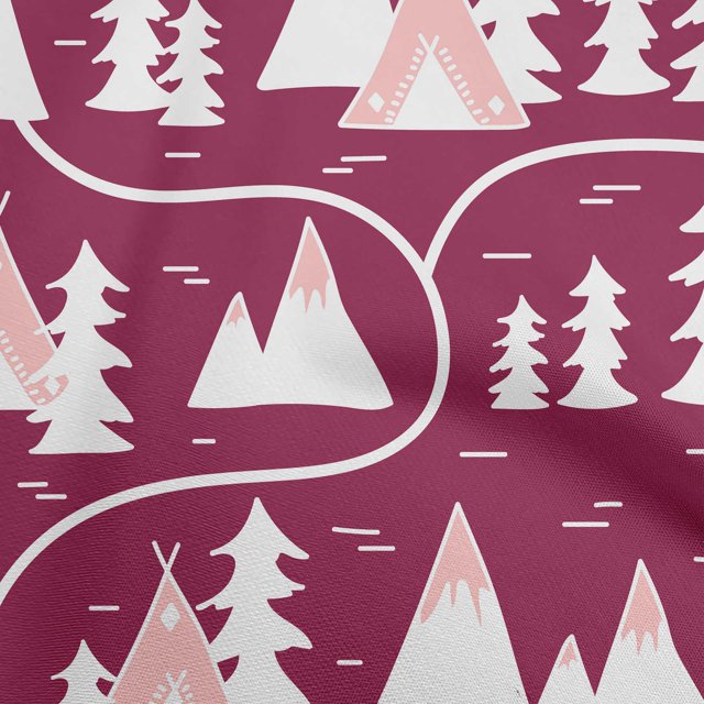 oneOone Cotton Poplin Magenta Fabric Mountain Pattern Craft Projects Decor Fabric Printed By The Yard 56 Inch Wide