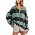 thumbnail image 1 of Oversized Sweatshirts Women Fall Button Lapel Hoodies Long Sleeve V Neck Striped Color Block Tops Women'S T-Shirts S, 1 of 6