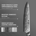 thumbnail image 4 of Hecef Couteau de Chef, Couteau de Cuisine Japonais en Damas de 8 Pouces, Acier Damas VG-10 Super Sharp Couteau Antirouille avec Manche G10, 4 of 9