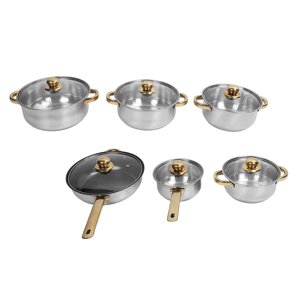 6Pcs Ensemble de casseroles et casseroles, Rustproof Stick Proof Coffre-fort en acier inoxydable polyvalent Ensemble de cuisine à la maison