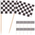 thumbnail image 1 of CIMAXIC fruit pick Pack of 100 Racing Flag Toothpicks Checkered Flag Picks Appetizer Toothpicks Fruit Sticks for Cocktail Party - Black and White,1.38"X0.98"X2.56", 1 of 5