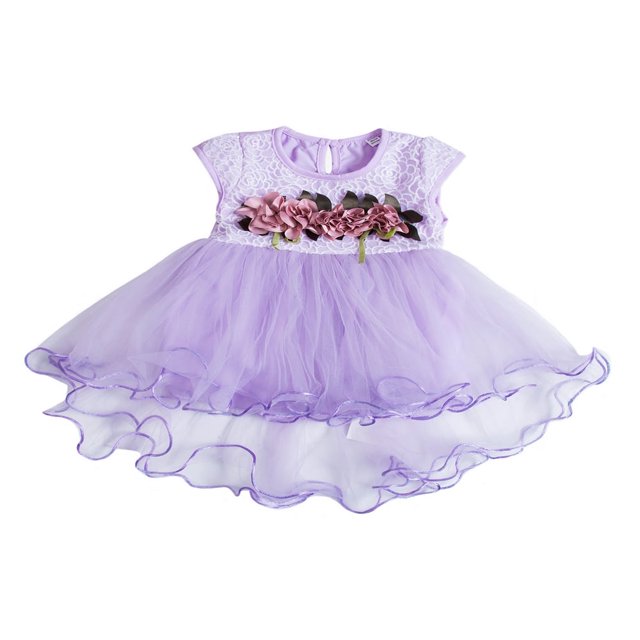 Baby Girls TuTu Short Sleeve Mesh Multi-Layer Dress 6M-3Y