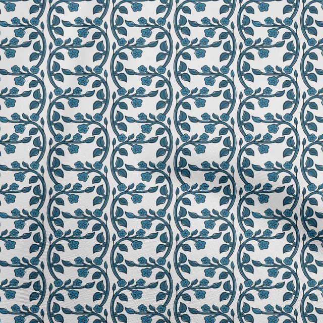 oneOone Georgette Viscose Teal Blue Fabric Block Craft Projects Decor Fabric Printed By The Yard 42 Inch Wide-2C