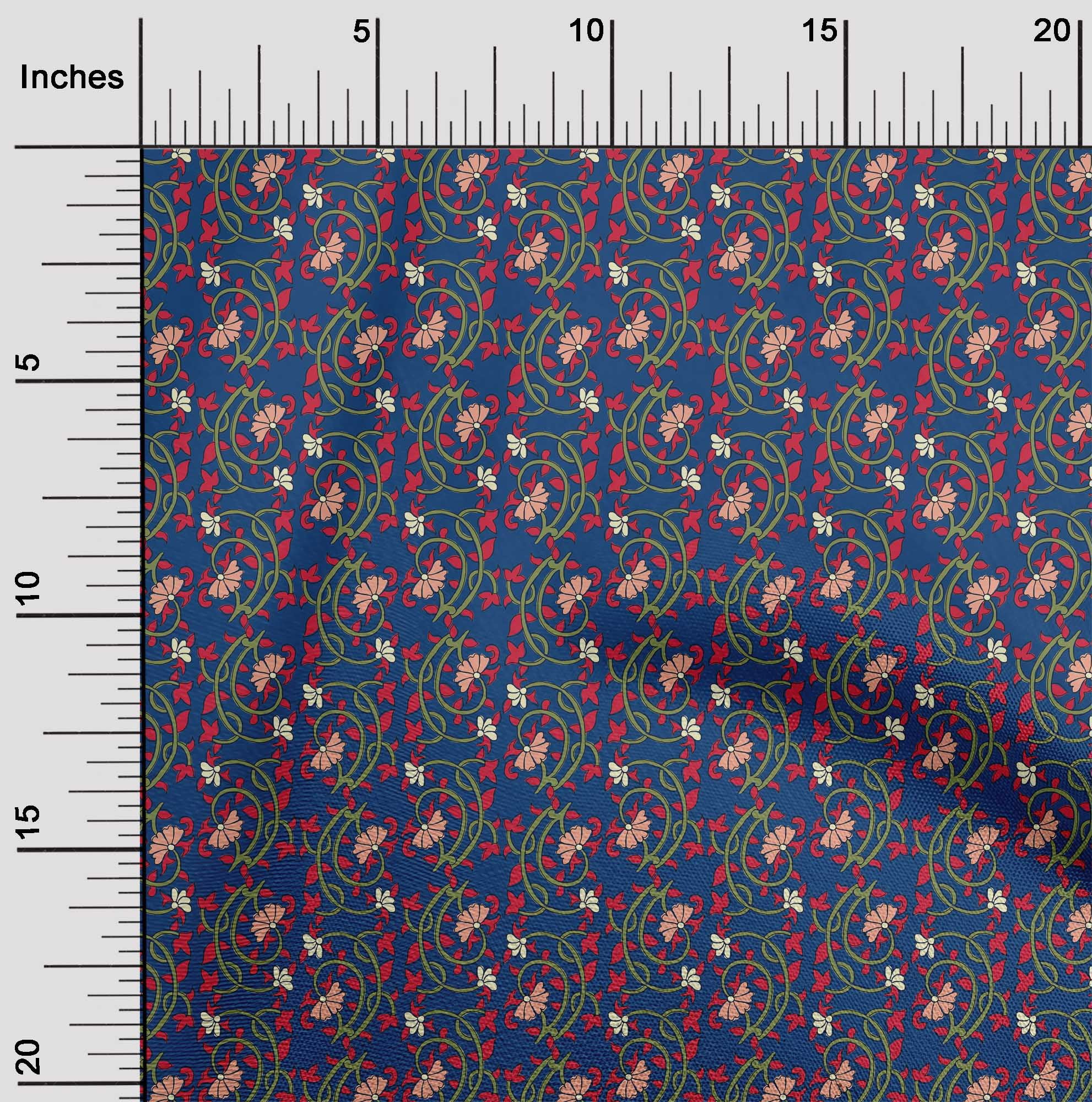 oneOone Tissu Polyester Lycra Feuilles & Floral Tissu Imprimé 1 Yard 56 Pouces de Large