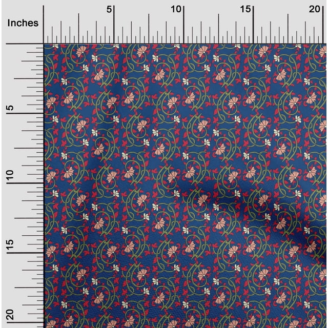 oneOone Viscose Chiffon Fabric Leaves & Floral Block Print Sewing Fabric BTY 42 Inch Wide