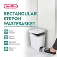 thumbnail image 3 of Sterilite 2.7 Gal Rectangular Step On Trash Bin Wastebasket, White (6 Pack), 3 of 9