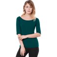 thumbnail image 3 of INSPIRE CHIC T-Shirt Ajusté à Manches Mi-Longues à Encolure Dégagée pour Superposition pour Femmes, 3 of 6