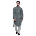 thumbnail image 1 of Atasi Button Down Asymmetric Printed Long Sleeve Rayon Kurta Pyjama Set, 1 of 4