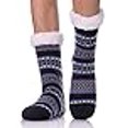 thumbnail image 3 of LANLEO Men 's Fuzzy Ripple Slipper Socks Super Soft Warm Fleece Lining Knit Non Slip Winter Socks Dark Blue, 3 of 4