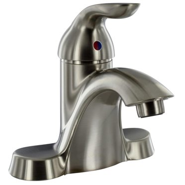 Phoenix Robinet PF232421 Utilisé pour Lavabo; Pièce Unique Montage sur Plateau de 4 Pouces; Bec en Haut; Poignée à Levier Unique; Infusé de Polymère Nickel Brossé/plastique avec Métal en Poudre