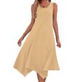 thumbnail image 1 of Ovzne Robes d'Été pour Femmes 2025 Robe de Plage Robes Sans Manches Col Rond à Cordon Décontracté Volanté Robe Trapèze Mini Grande Taille en Liquidation, 1 of 7