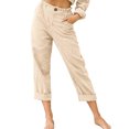thumbnail image 2 of RKSTN Womns Pants Casual Solid Color Pockets Buttons Elastic Waist Comfortable Straight Pants Lightweight Soft Workout Pants, 2 of 5