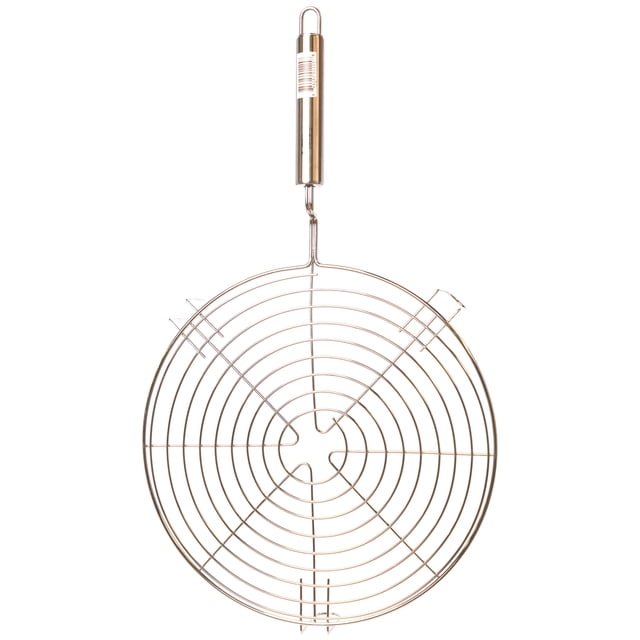 Verka Wire Rack (Roti Fluffer) with corrosion-resistant steel circular wire grid and sturdy handle, designed to sit securely on a stove for fluffing rotis, toasting bread, roasting papads, and charring vegetables like eggplant.