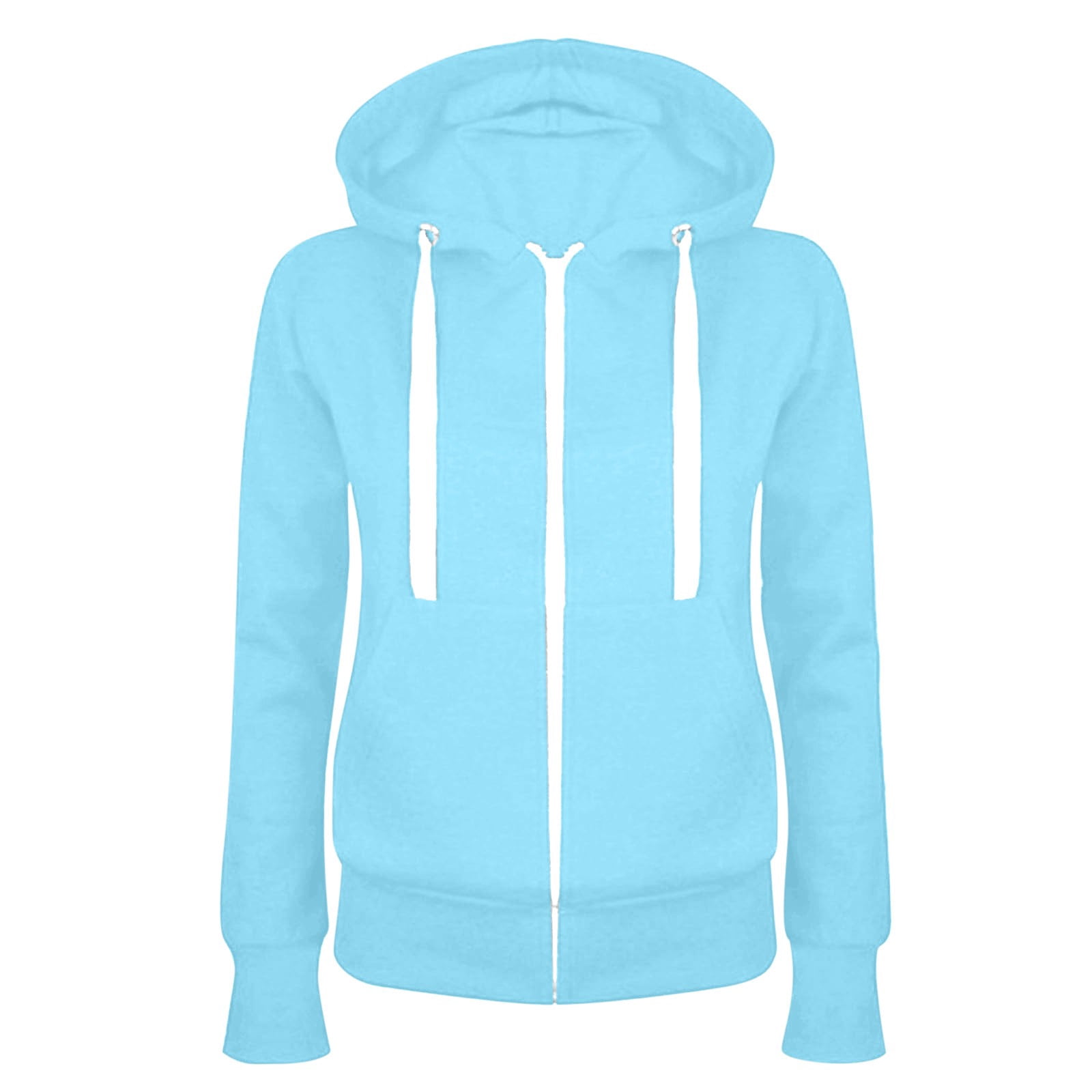 TIMIFIS Chandail à Capuchon à Manches Longues pour Femmes, Veste de Survêtement Zippée avec Poches - Bleu - 8 - Lfall