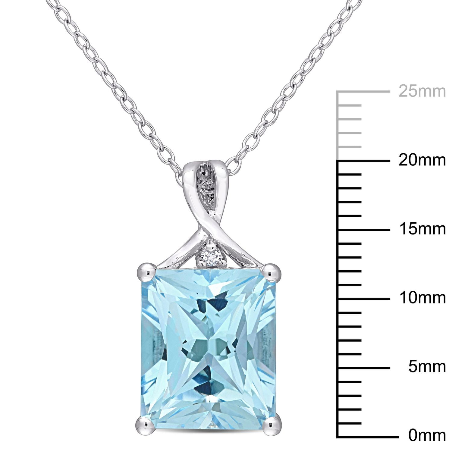 Miabella 7-1/2 Carat T.G.W. Blue Topaz and White Topaz Sterling Silver Drop Pendant with Chain