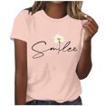 thumbnail image 3 of Babysbule Liquidation de Hauts pour Femmes T-shirt à Col Rond à Lettres Imprimées à Manches Courtes Mode pour Femmes Chemise Décontractée Ample Hauts, 3 of 4