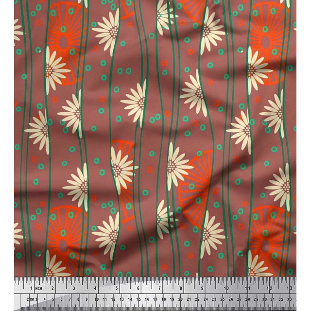 Soimoi Cercle de Tissu de Soie, Imprimé Ethnique Floral & Roue par Yard 42 Pouces de Large