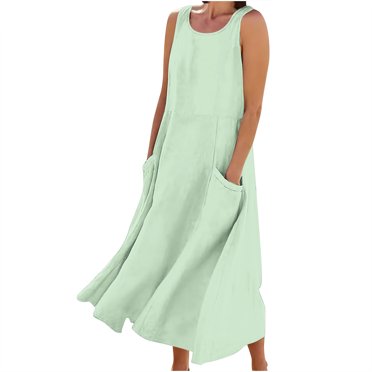 FAIWAD Sleeveless Maxi Sundress for Women Trendy 2024 Casual Boho Dress Loose Comfy Beach Tank Dress