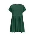 thumbnail image 4 of EQWLJWE Summer Patchwork Mini Dresses for Women 2024,Pleated Ruffle Dresses for Women Crew Neck Short Sleeve Dress ,Solid Ruffle A Line Beach Boho Long Maxi Dress with Pockets, 4 of 9
