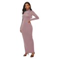 thumbnail image 4 of TopLLC Longues Robe à Manches à Col Rond pour Femme Décontractée Couleur Col Montant Manches Longues Extensible Ajustée Longue Robe Haut pour Femme, 4 of 6