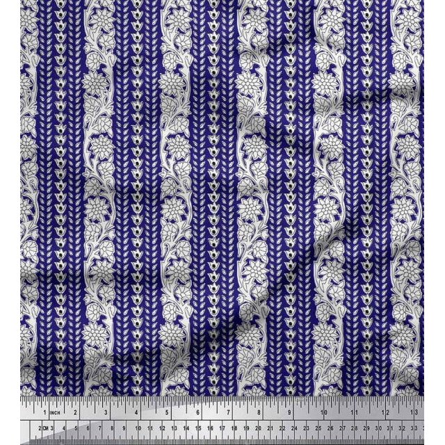 Soimoi Poly Georgette Fabric Leaves & Floral Block Print Fabric by The Yard 52 Inch Wide