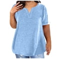 thumbnail image 1 of Timegard Plus Size Tops for Women V-Neck Short Sleeve Solid Color Comfy Basic Tee Casual Loose Tops, 1 of 5