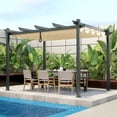 thumbnail image 2 of Costway Auvent Rétractable en Aluminium pour Pergola Extérieure 10 X 12 Pi Abri Treillis à Vignes Beige, 2 of 10