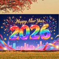 thumbnail image 3 of Colorful Fireworks 2026 New Year Banner Shiny Stars Happy New Year Display Champagne Glass Design Party Balloons 2026 Celebration Backdrop for New Year Party 2026 Celebration New Year Eve Event, 3 of 5