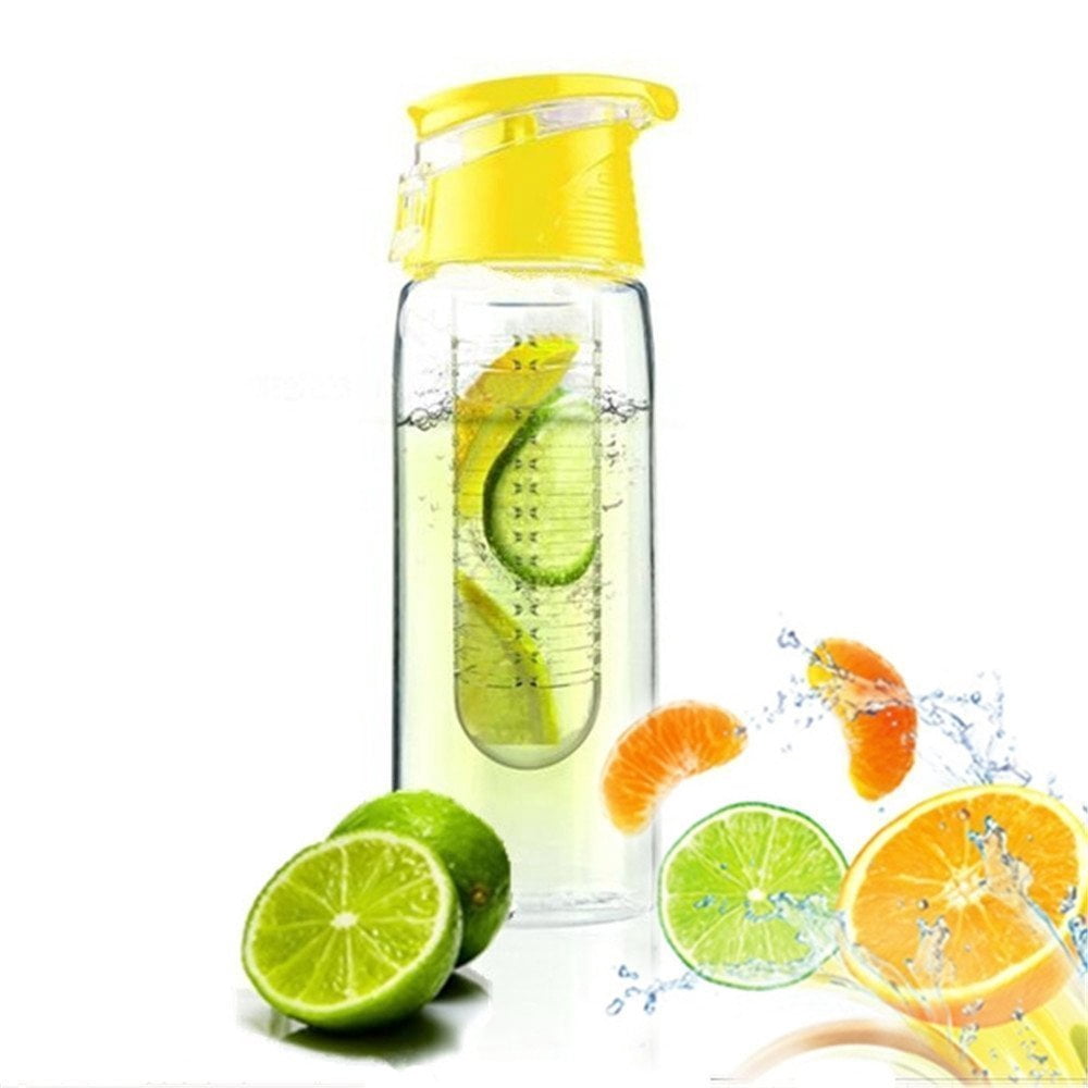 fashionhome 800 Milliliter Fruit Infusing Water Bottle with Fruit Infuser and Flip Lid Lemon Juice Make Bottle