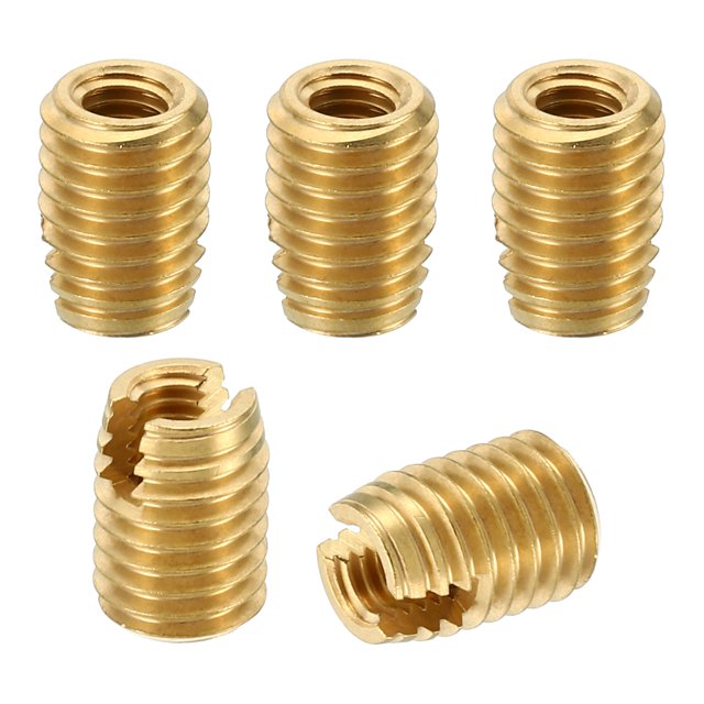 Unique Bargains Brass Threaded Repair Insert Nut, 5 Pcs M10x1.5 to M6x1 Thread Sleeve Reducing Nut Screw Reducer 14mm