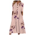 thumbnail image 3 of Robe de Plage Femme Décontractée à Manches Courtes Robes Taille Empire Robe sous le Genou Poches, 3 of 5