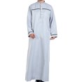 thumbnail image 4 of Birdeem Robe Musulmane pour Homme Robe Arabe Mi-Longue Style Long Manches Longues Brodée Col Montant Poche Longue Chemise Mode Décontractée Robe, 4 of 9