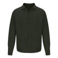 thumbnail image 4 of Pompotops Chemise Homme Décontractée Unie à Col Rabattu Boutonnée à Manches Longues en Solde, 4 of 8